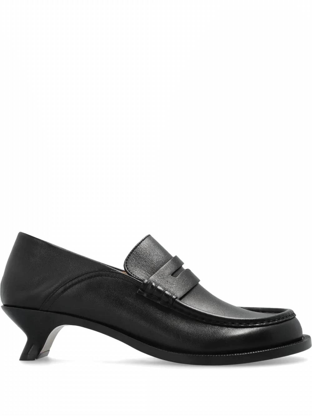 NEW LOEWE women's campo leather kitten penny loafers in black